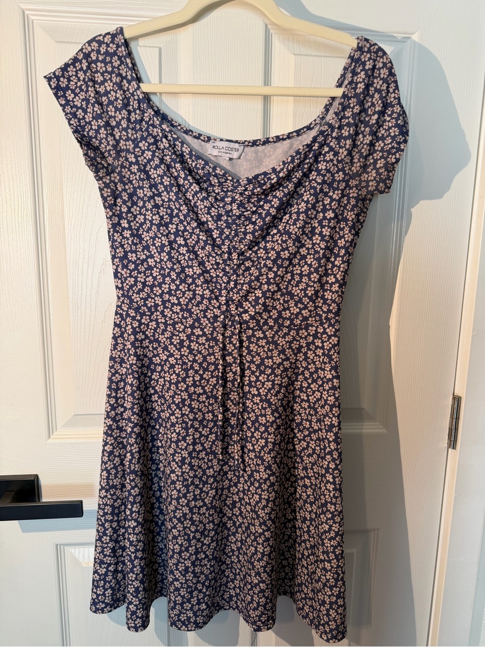 Rolla Coster Navy Midi Dress with Light Pink Floral Print